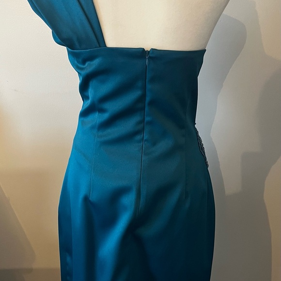 Jessica Howard Teal Jeweled One-Shoulder Dress - Picture 4 of 6
